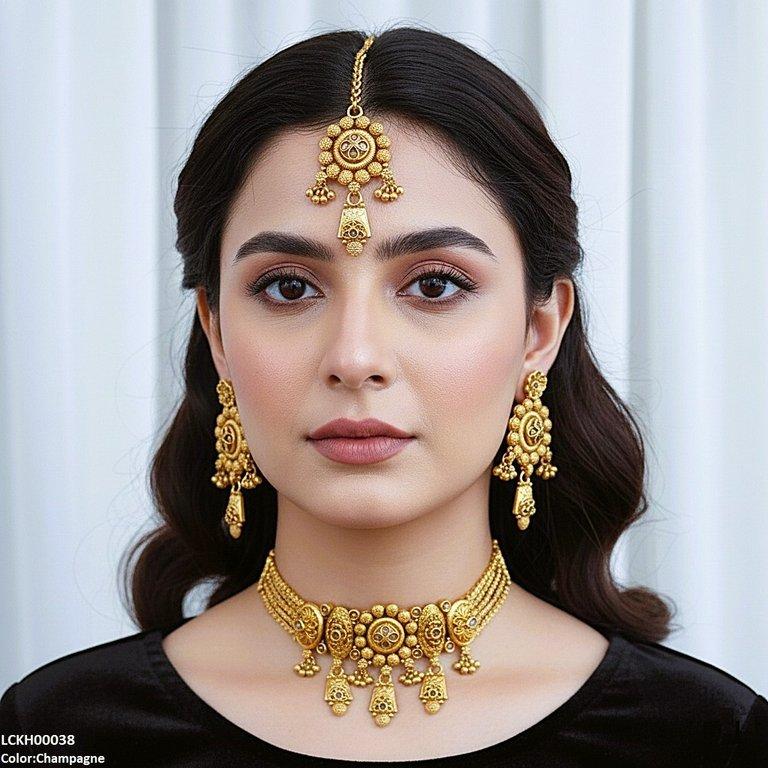 LCKH00038 ANI Round Flower Drop Choker Set - LCKH