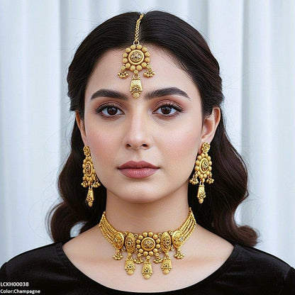 LCKH00038 ANI Round Flower Drop Choker Set - LCKH