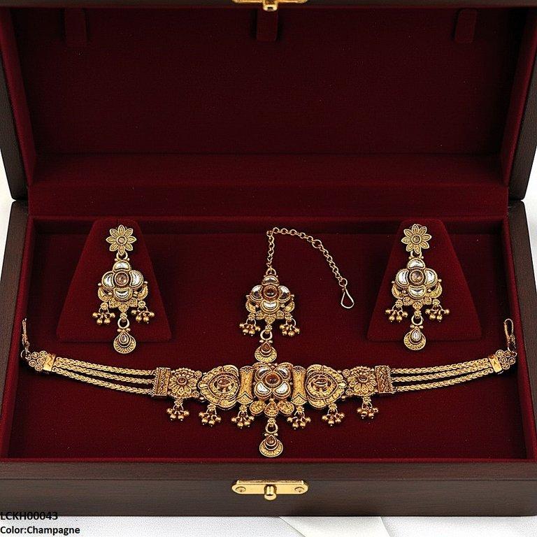 LCKH00043 ANI Flower Tear Drop Choker Set - LCKH