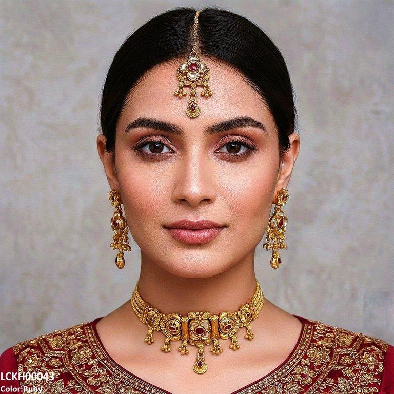 LCKH00043 ANI Flower Tear Drop Choker Set - LCKH