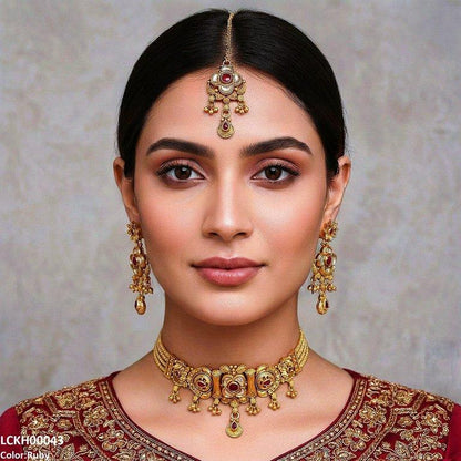 LCKH00043 ANI Flower Tear Drop Choker Set - LCKH