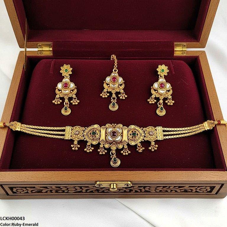 LCKH00043 ANI Flower Tear Drop Choker Set - LCKH