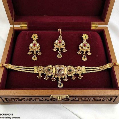 LCKH00043 ANI Flower Tear Drop Choker Set - LCKH