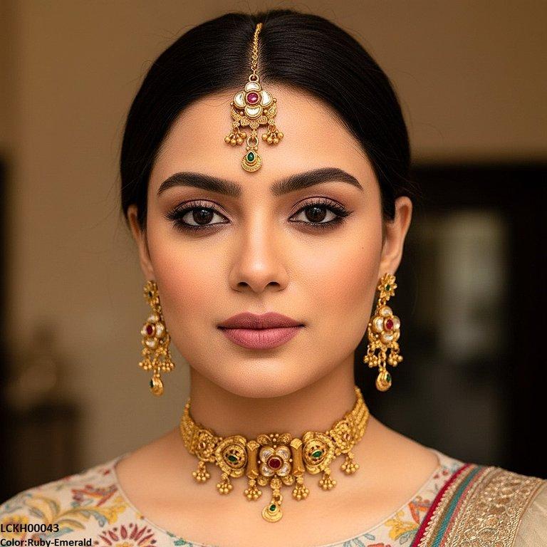 LCKH00043 ANI Flower Tear Drop Choker Set - LCKH