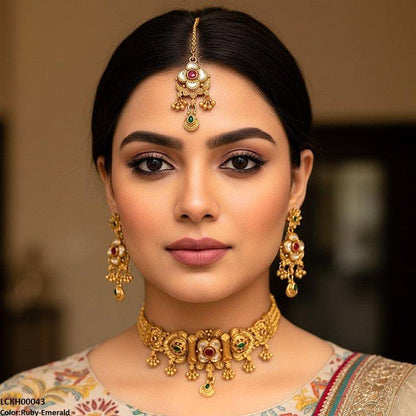 LCKH00043 ANI Flower Tear Drop Choker Set - LCKH