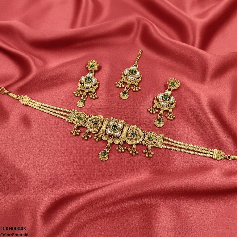 LCKH00043 ANI Flower Tear Drop Choker Set - LCKH