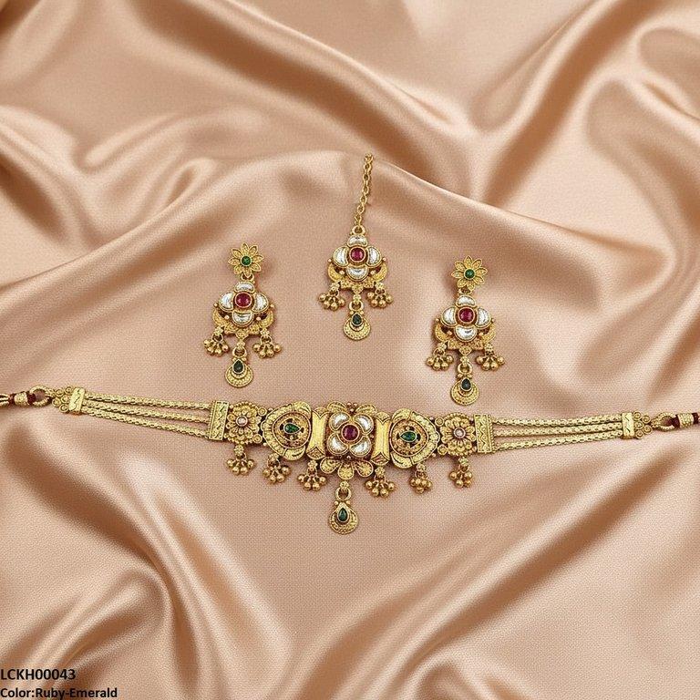 LCKH00043 ANI Flower Tear Drop Choker Set - LCKH