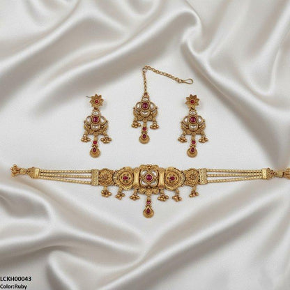 LCKH00043 ANI Flower Tear Drop Choker Set - LCKH