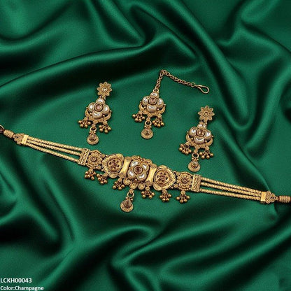 LCKH00043 ANI Flower Tear Drop Choker Set - LCKH