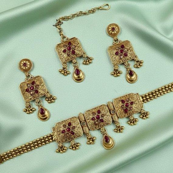 LCKH00028 ANI Flower Tear Drop Choker Set - LCKH