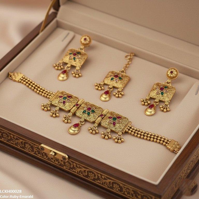 LCKH00028 ANI Flower Tear Drop Choker Set - LCKH