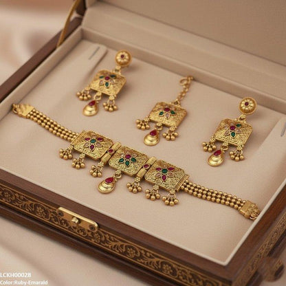 LCKH00028 ANI Flower Tear Drop Choker Set - LCKH