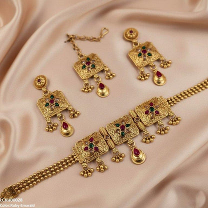 LCKH00028 ANI Flower Tear Drop Choker Set - LCKH