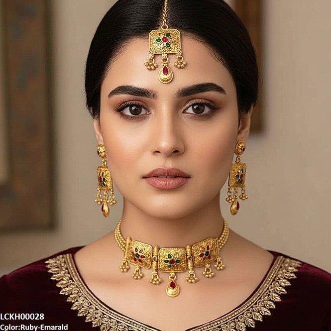 LCKH00028 ANI Flower Tear Drop Choker Set - LCKH