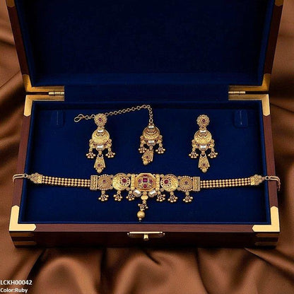 LCKH00042 ANI Moon Pearl Drop Choker Set - LCKH