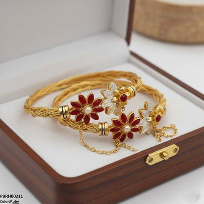 PBRH00211 MZM Flower Bangles Set Adjustable - PBRH