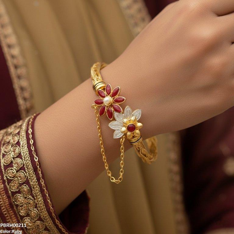 PBRH00211 MZM Flower Bangles Set Adjustable - PBRH