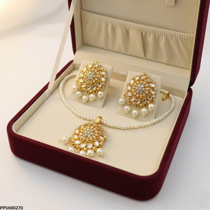 PPSH00270 MZM Flower Pearl Drop Pendant Set - PPSH