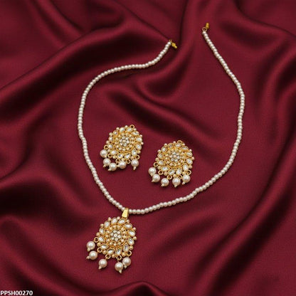 PPSH00270 MZM Flower Pearl Drop Pendant Set - PPSH