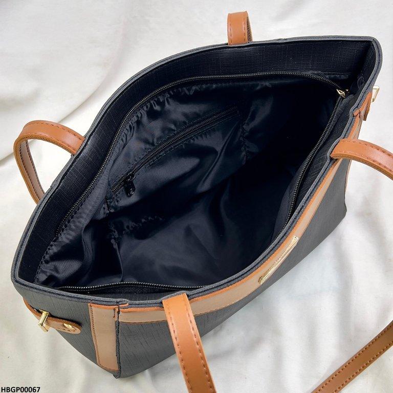 HBGP00067 Verona Contrast Tote Bag - Brown