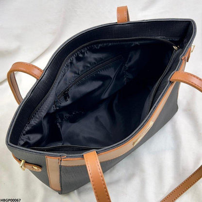 HBGP00067 Verona Contrast Tote Bag - Brown
