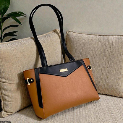 HBGP00067 Verona Contrast Tote Bag - Brown