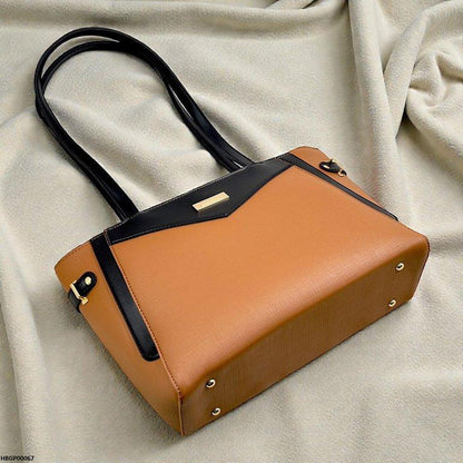 HBGP00067 Verona Contrast Tote Bag - Brown