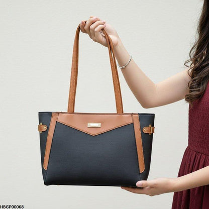 HBGP00068 Verona Contrast Tote Bag - Black