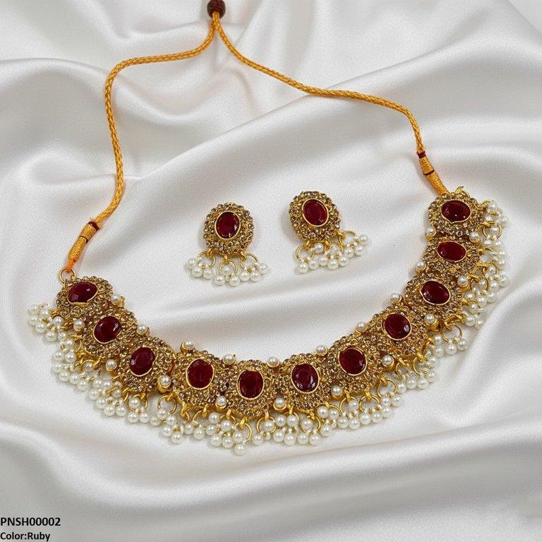 PNSH00002 FRN Oval Pearl Drop Necklace Set - PNSH