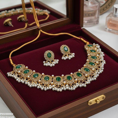 PNSH00002 FRN Oval Pearl Drop Necklace Set - PNSH