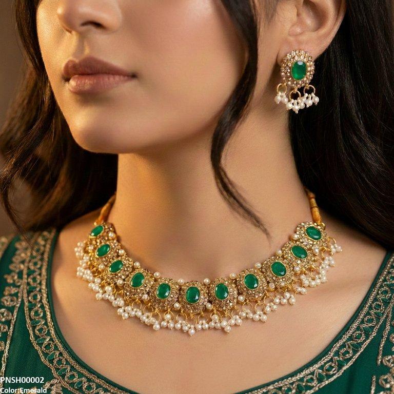 PNSH00002 FRN Oval Pearl Drop Necklace Set - PNSH