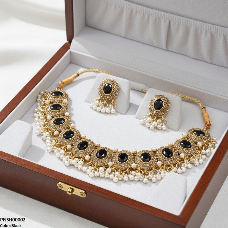 PNSH00002 FRN Oval Pearl Drop Necklace Set - PNSH