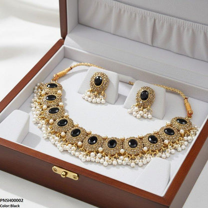 PNSH00002 FRN Oval Pearl Drop Necklace Set - PNSH