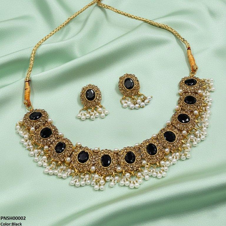 PNSH00002 FRN Oval Pearl Drop Necklace Set - PNSH