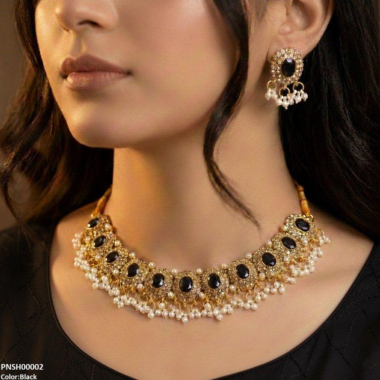 PNSH00002 FRN Oval Pearl Drop Necklace Set - PNSH
