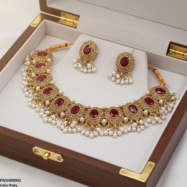 PNSH00002 FRN Oval Pearl Drop Necklace Set - PNSH