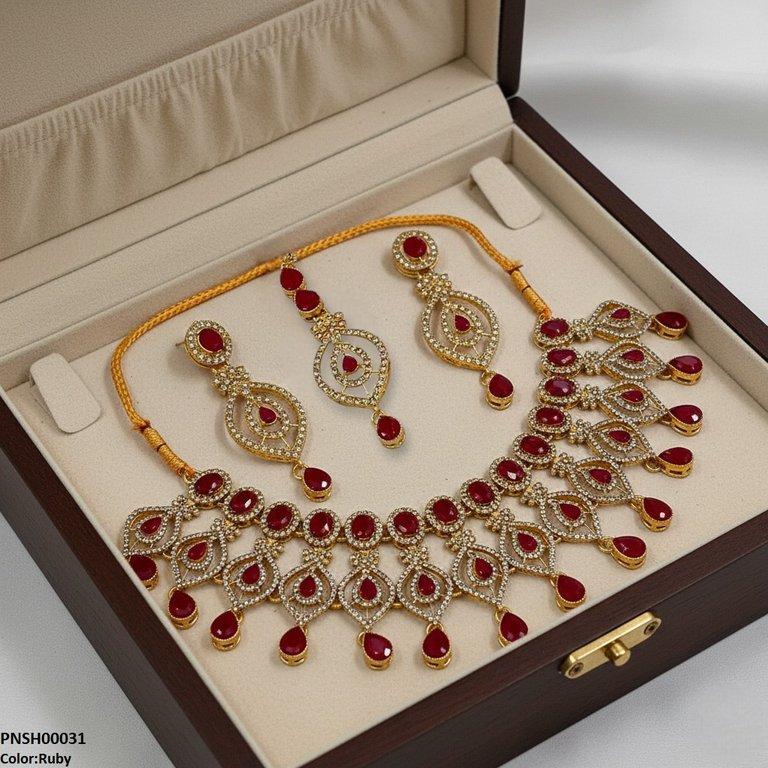PNSH00031 FRN Tear Drop Necklace Set - PNSH
