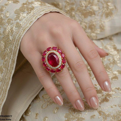 PRH00077 FRN Oval Flower Ring Adjustable - PRH