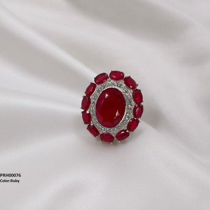 PRH00076 FRN Oval Flower Ring Adjustable - PRH