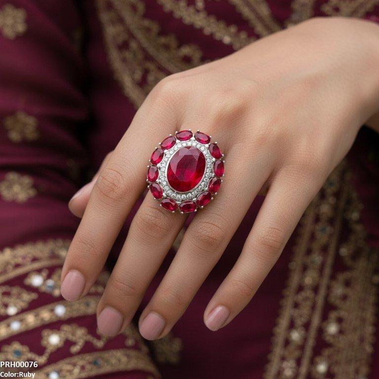 PRH00076 FRN Oval Flower Ring Adjustable - PRH