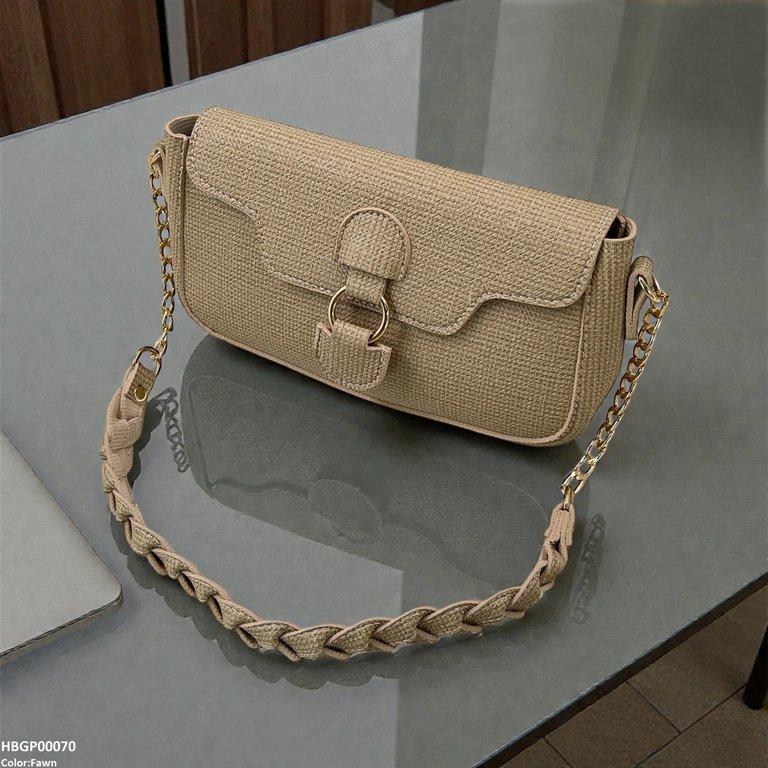 HBGP00070 Willow Strap Jute Armpit Bag Fawn