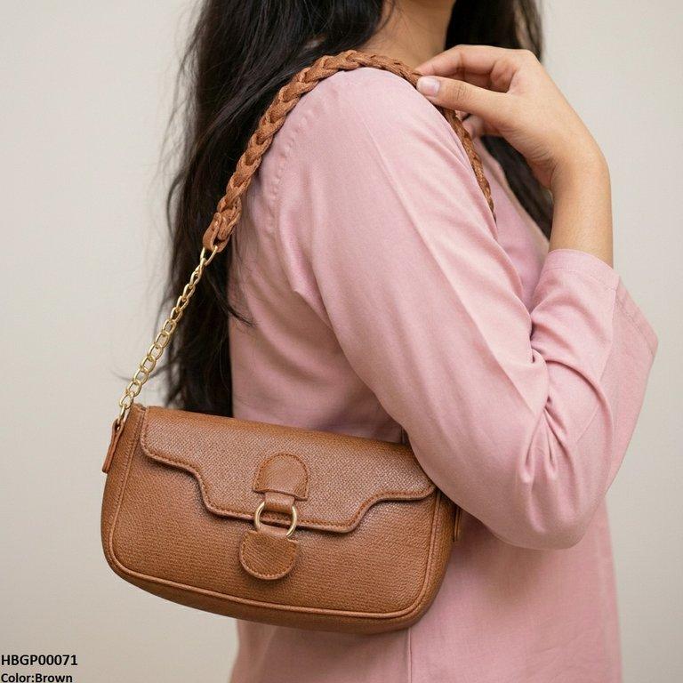 HBGP00071 Willow Strap Jute Armpit Bag Brown