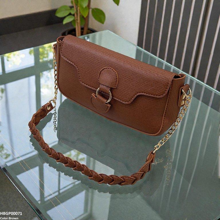 HBGP00071 Willow Strap Jute Armpit Bag Brown