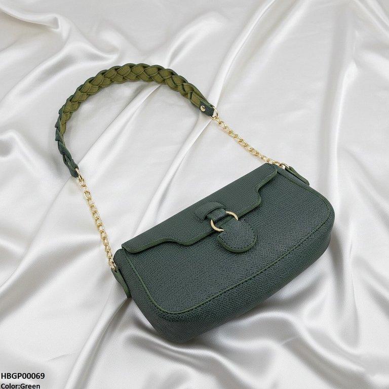 HBGP00069 Willow Strap Jute Armpit Bag Green