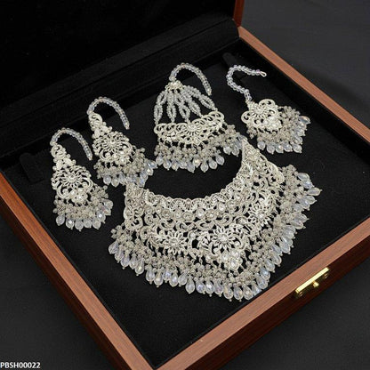 PBSH00022 SDQ Flower Bridal Necklace Set - PBSH