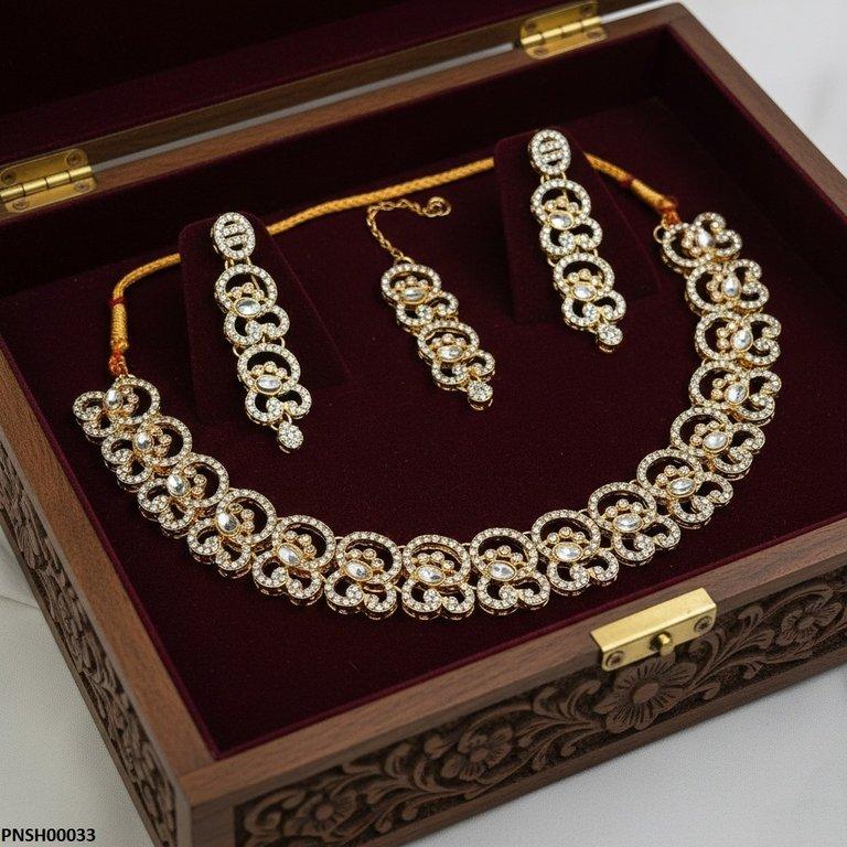 PNSH00033 MZM Oval Necklace Set - PNSH