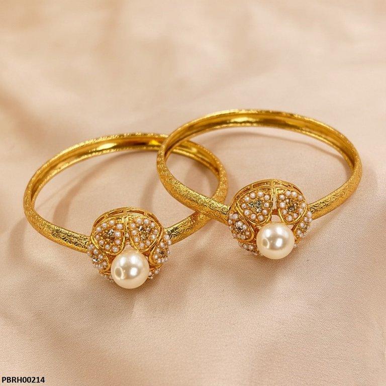 PBRH00214 MZM Pearl Flower Bangles Set - PBRH