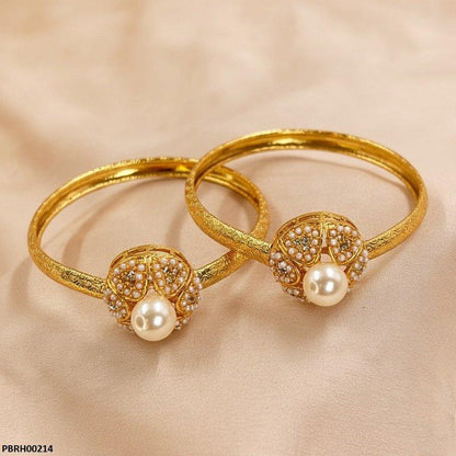 PBRH00214 MZM Pearl Flower Bangles Set - PBRH