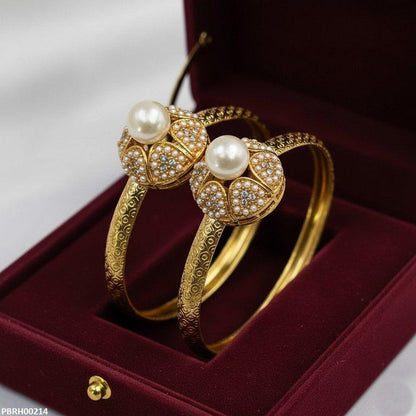 PBRH00214 MZM Pearl Flower Bangles Set - PBRH