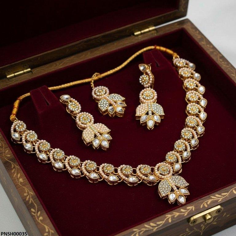 PNSH00035 MZM Tear Flower Necklace Set - PNSH